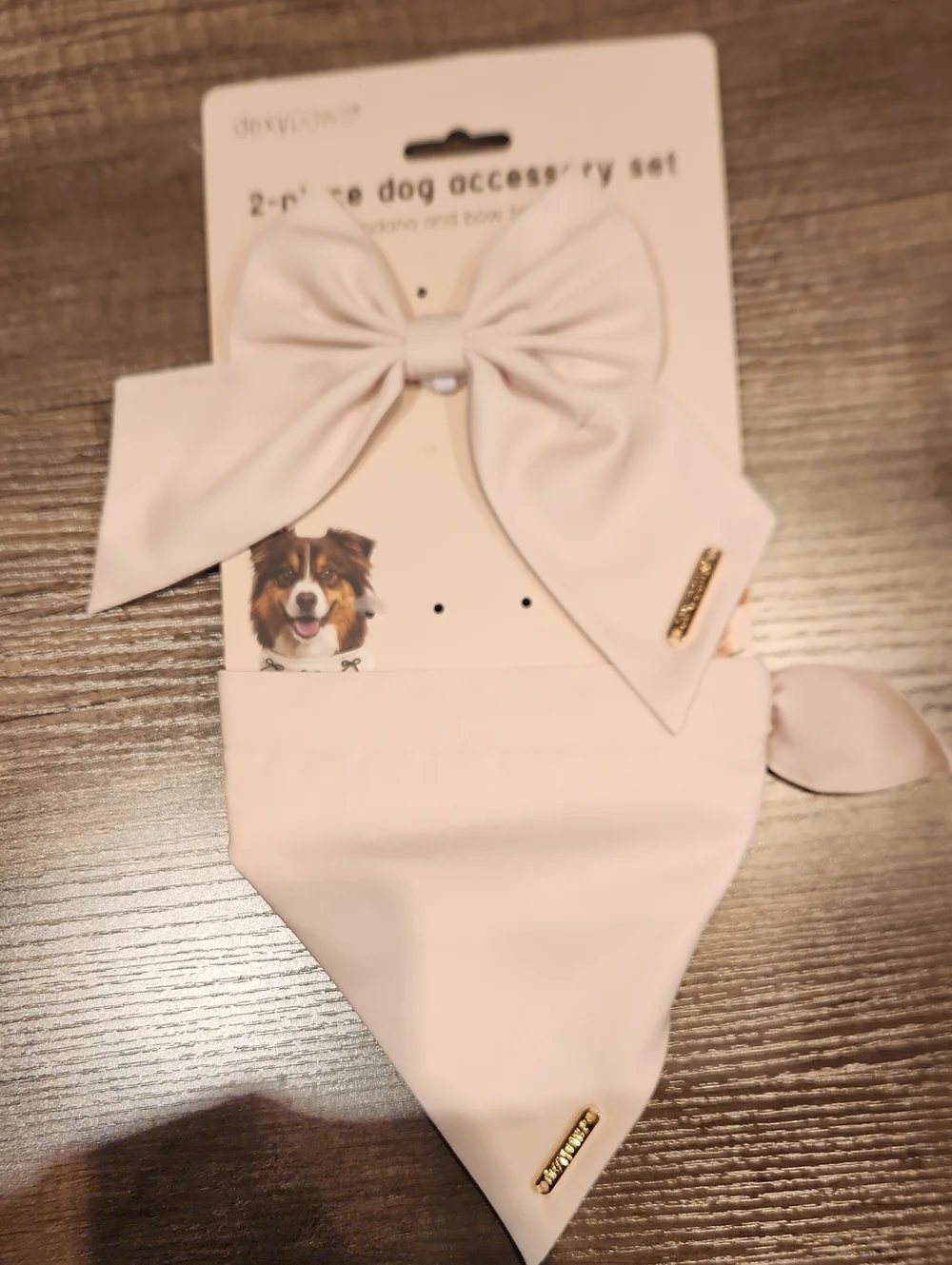 NWT Dexypaws 2pc Dog Accesory Set Bandana & Bow 3 Adjustable Sizes